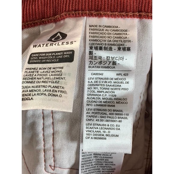 Levi's Men's Brick Red 512 Slim Tapered-Fit Corduroy Jeans SZ 32X30 - Picture 9 of 13